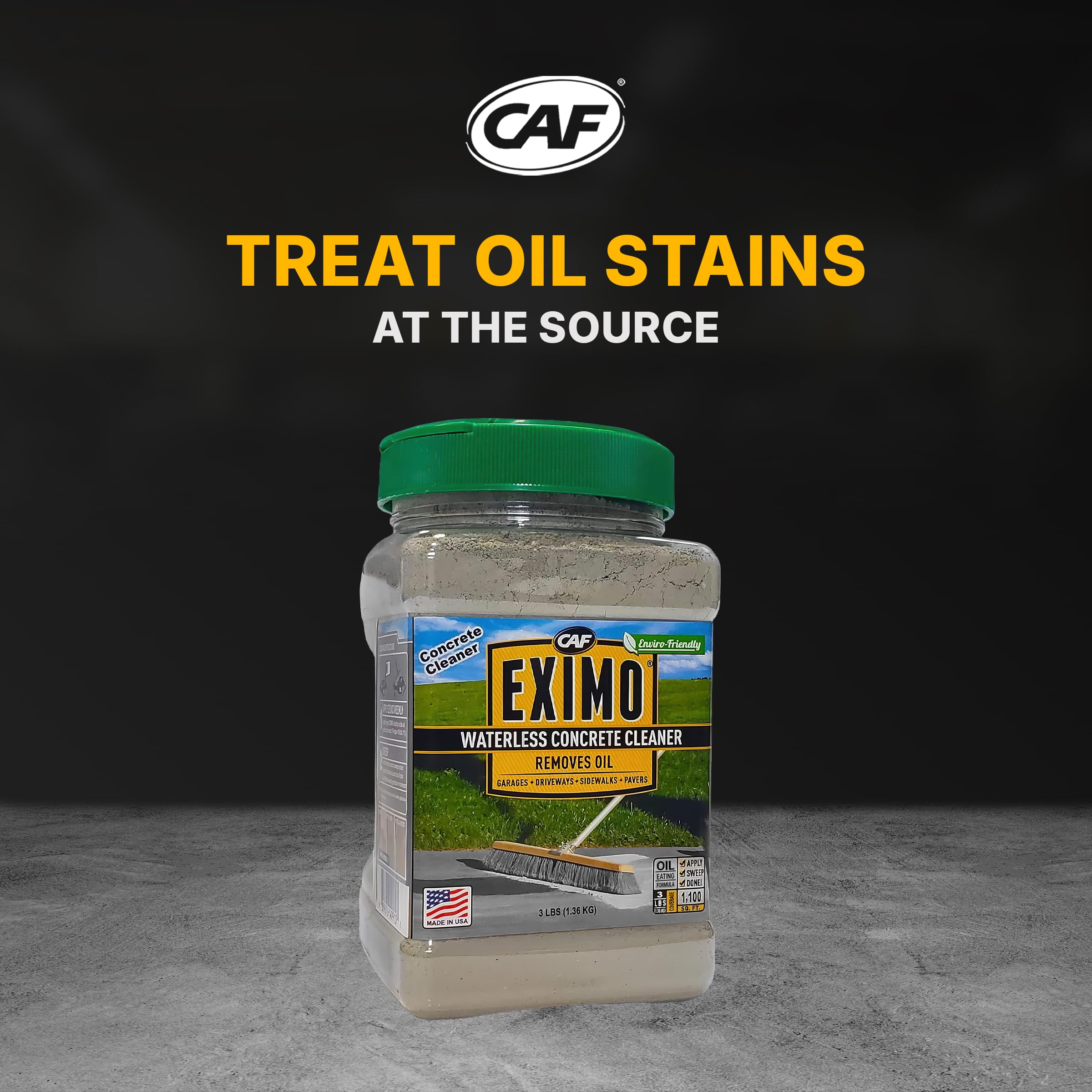 CAF Outdoor Cleaning EXIMO - Limpiador de hormigón sin agua, removedor de manchas de aceite para asfalto, entrada, piso de garaje, sótano y superficies de pasarela, limpiador de hormigón natural