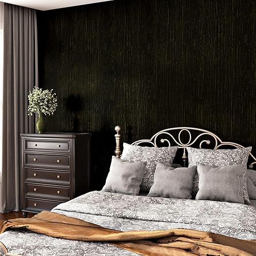 WESTICK Papel de contacto negro y dorado con aspecto de madera, papel tapiz de 394 x 15.75 pulgadas, papel de contacto de madera vintage para