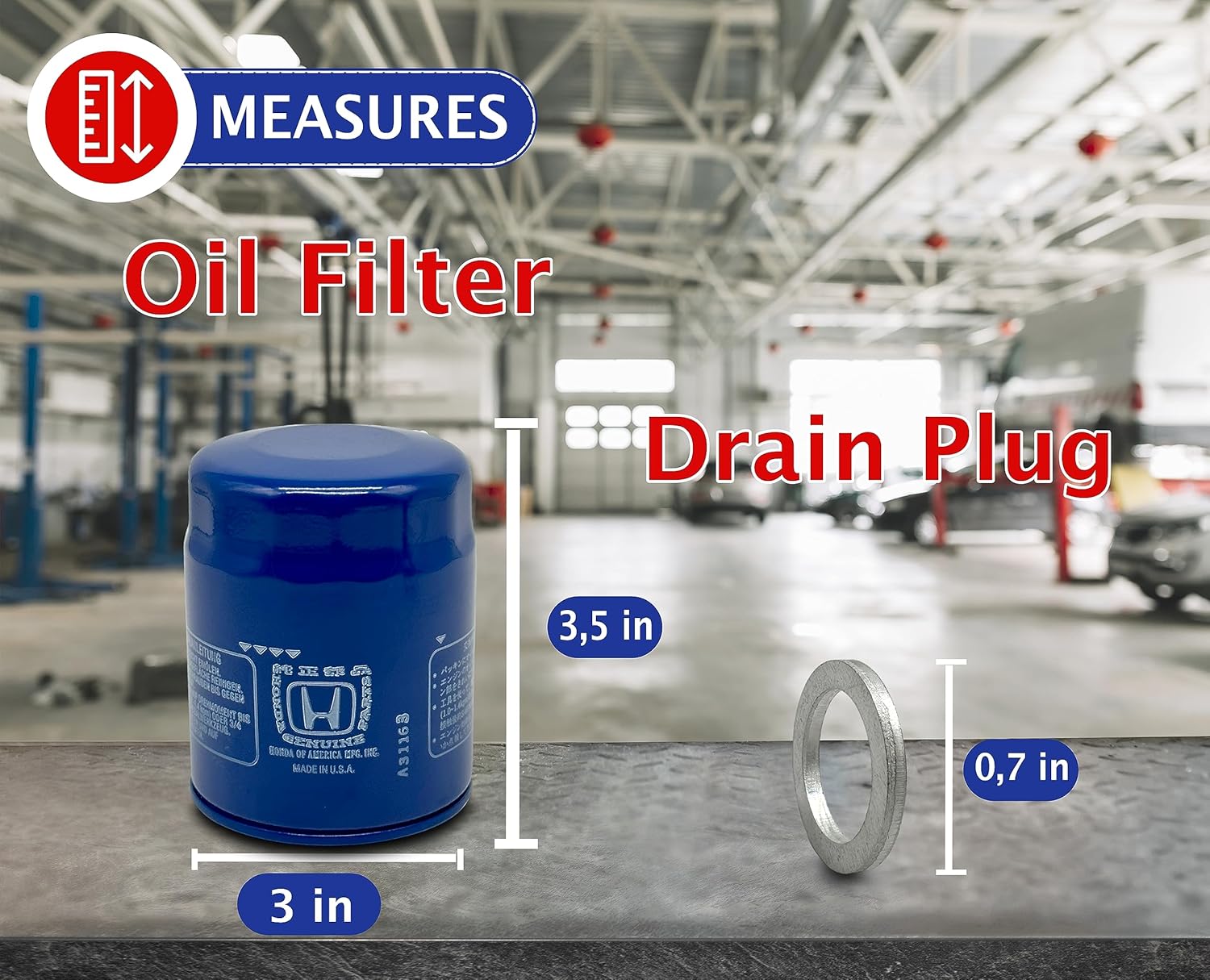 Bundle 3 PCS NEW Genuine OEM 15400-PLM-A02 Engine Oil Filter + 4STEED MOTORS 94109-14000 Drain Plug Gasket Compatible with Honda Acura - Accord CR-V Civic Fit Pilot