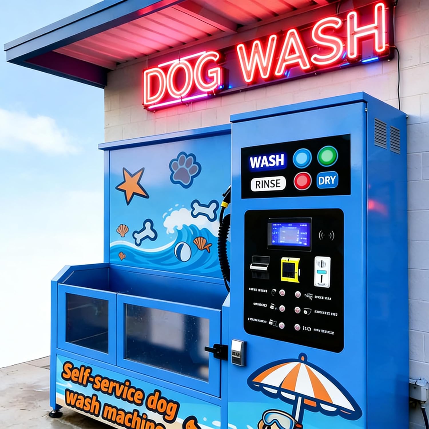 Dog Washing Station - Pet Bath Tub for Heavy Breed Dogs, Outdoor Pet Shower Station with Handheld Sprayer for Backyard Dog Grooming