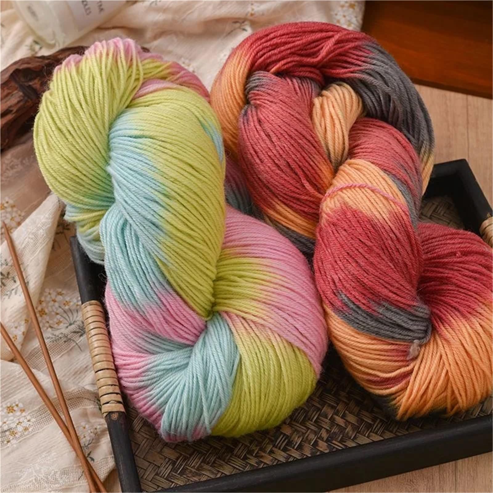 Hilo de color degradado que hace punto la lana suave del poliéster 250g ganchillo(Khaki)