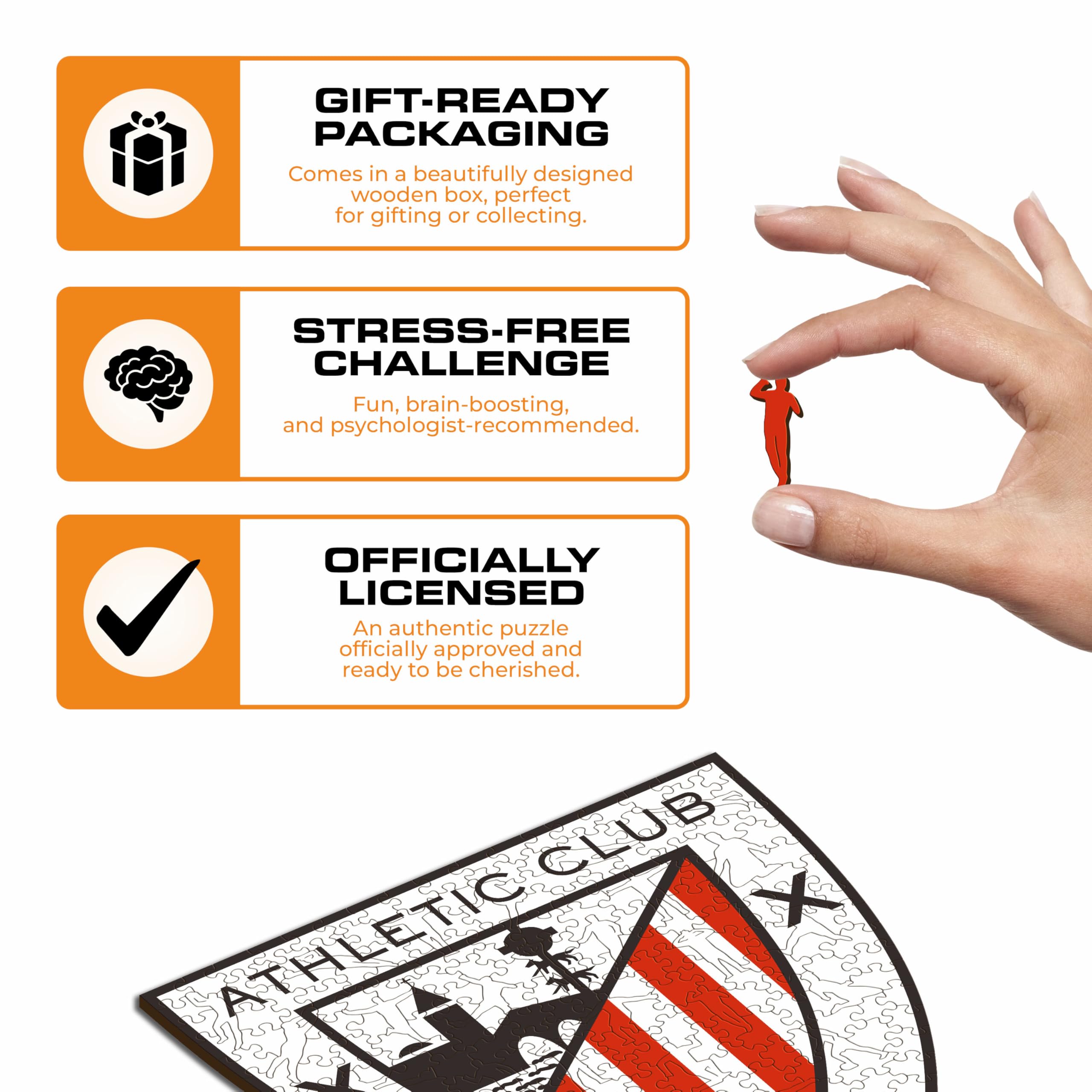 Iconic Puzzles - Athletic Club, oficjalnie licencjonowane, w 100% zrównoważone drewniane puzzle, prezent dla dorosłych i dzieci, rozmiar M, 270 szt