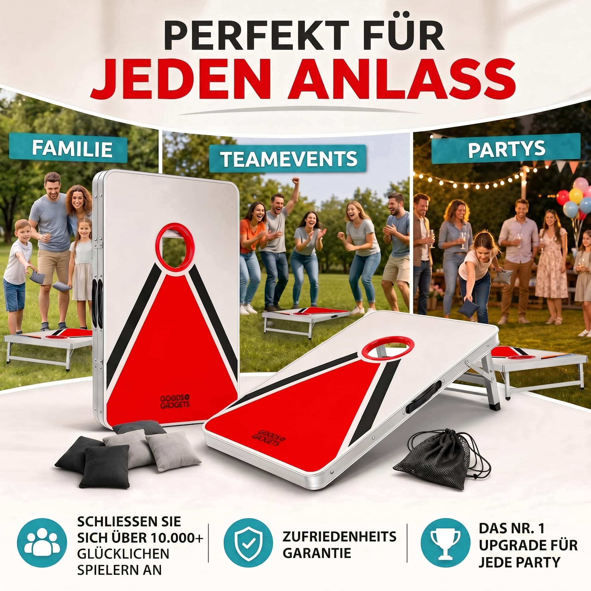 XXL Cornhole-Spiel Outdoor Indoor Geschicklichkeitsspiel mit extra großen Sandsäckchen