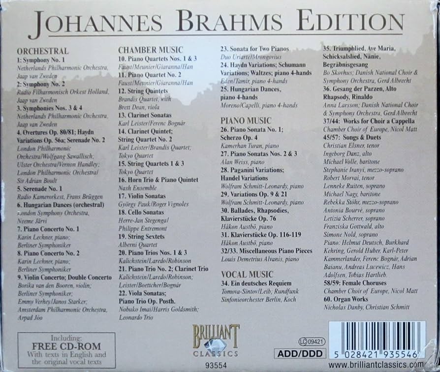 ブラームス・コンプリートワークス (60CD） ブラームス・コンプリートワークス (60CD） Johannes Brahms 60