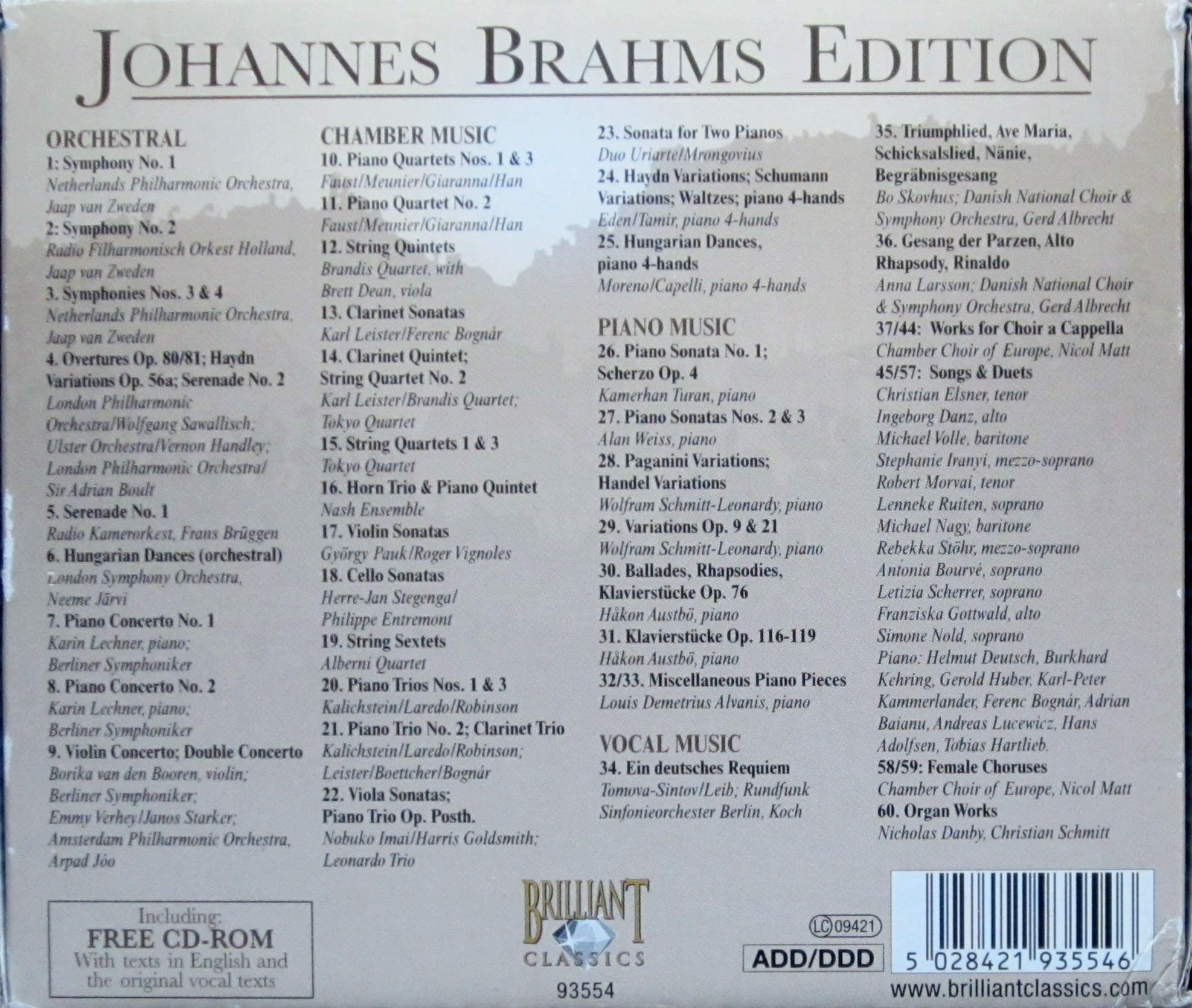 L'Oeuvre Intégrale de Brahms Coffret