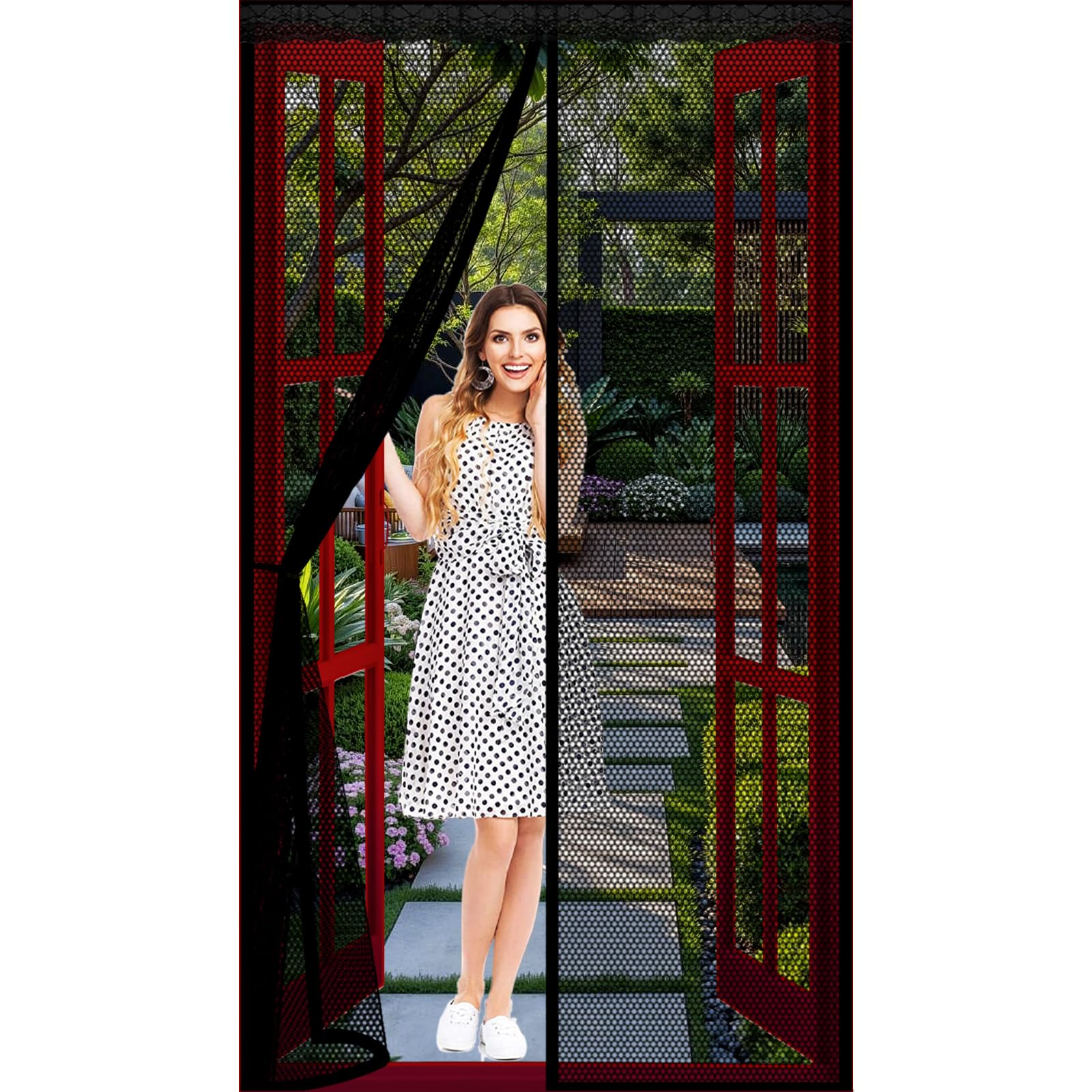 Lijiao Black Door Fly Screen 74 X 195 Cm Keep Bugs Out Lets Fresh Air In, With Powerful Magnets And Full Frame Hook&Loop, No Gap, Mosquito Proof Door Curtains Kid And Pet Friendly,
