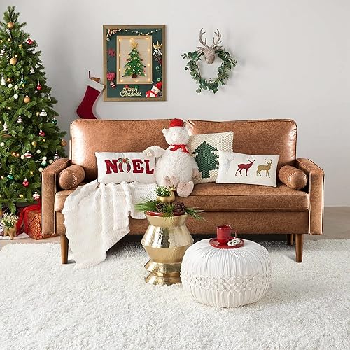 Rivet Aiden - Sofá biplaza moderno de mediados de siglo con brazo cuadrado y patas de grano de madera para sala de estar, 69.68 pulgadas de ancho,