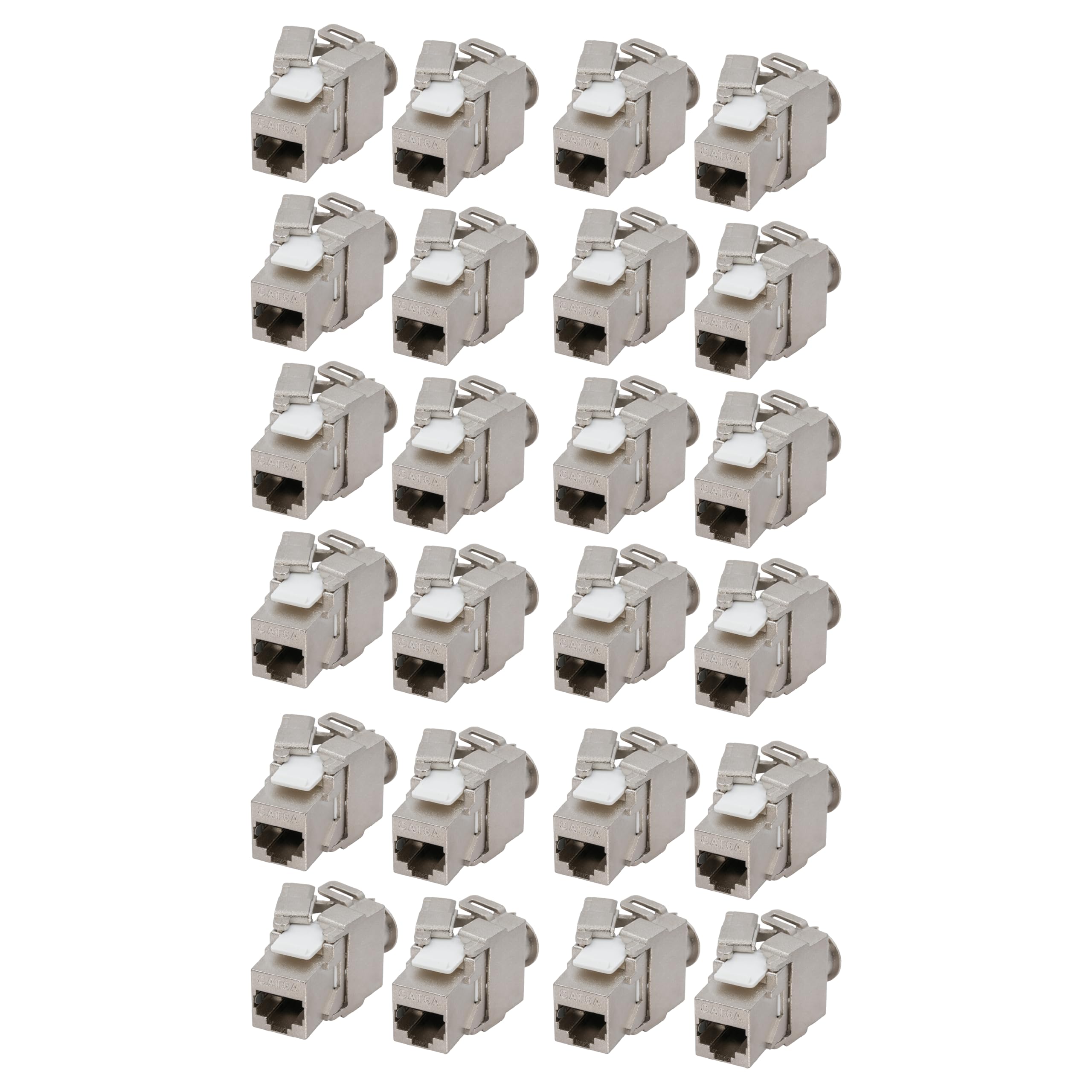 BIGtec 24 Stück Keystone RJ45 Modul CAT6a Jack Adapter geschirmt werkzeuglos Snap In Montage CAT.6a 500Mhz 10GBit/s Ethernet LAN Verlegekabel Patchkabel Kabel geeignet für Cat.7 Kabel