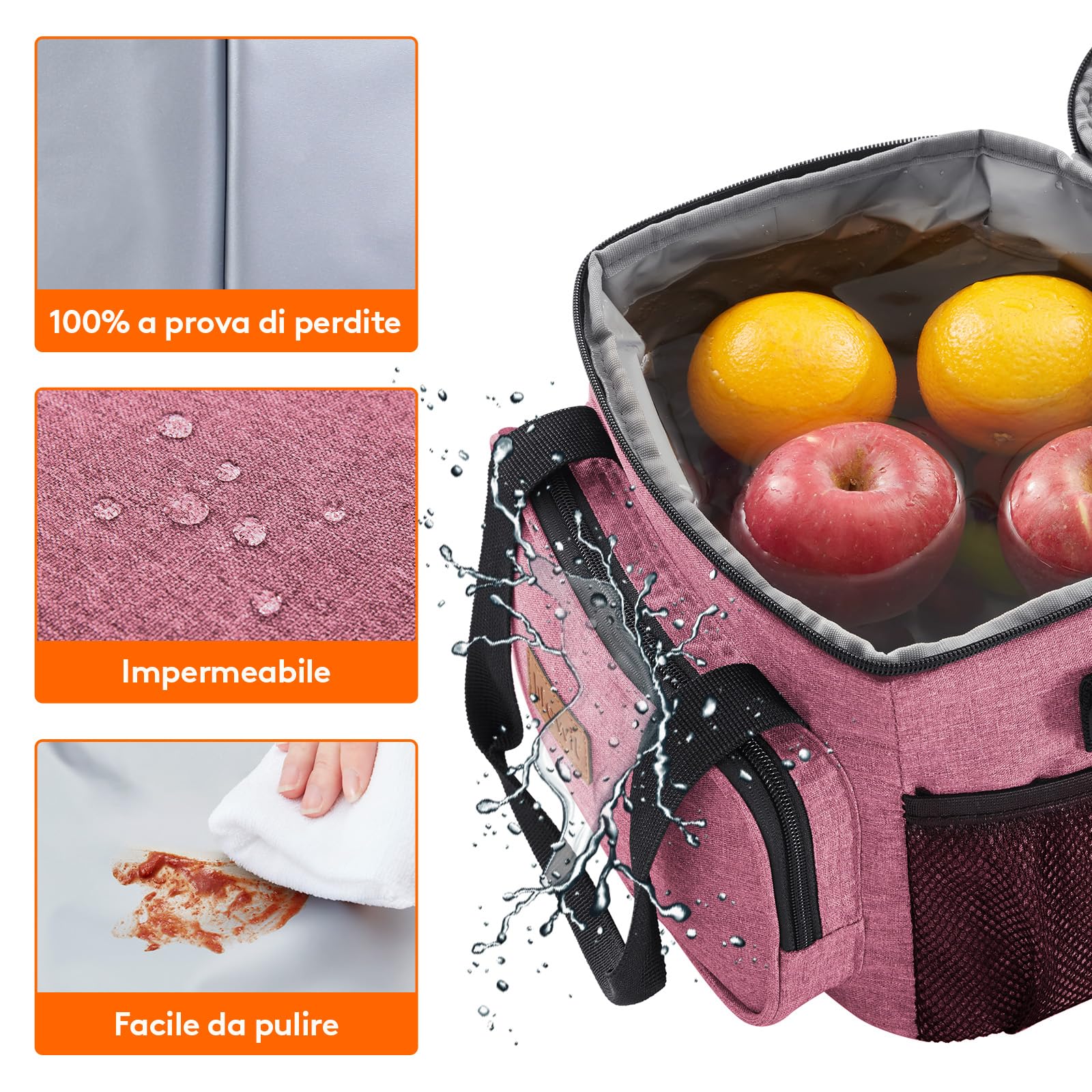 Lifewit Borsa Termica Porta Pranzo 8.5L(12 Lattine), Piccola Borse Frigo Pranzo Ufficio per Uomo e Donna, Lunch Bag per Lavoro, Mare, Viaggio, Spiaggia, Rosa