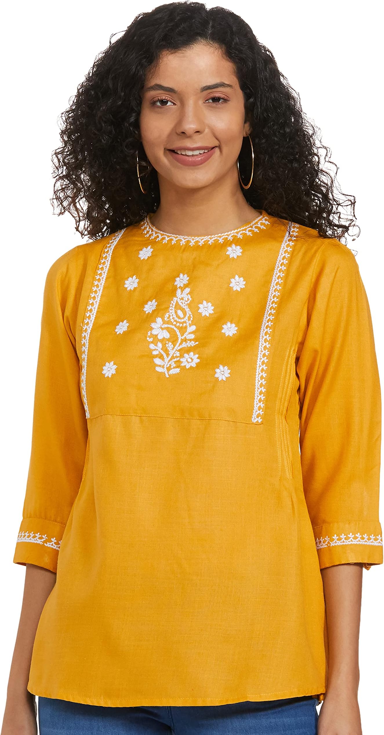 BHAMA COUTUREWomen's Western Fashion Vest (TOP168_Yellow_S