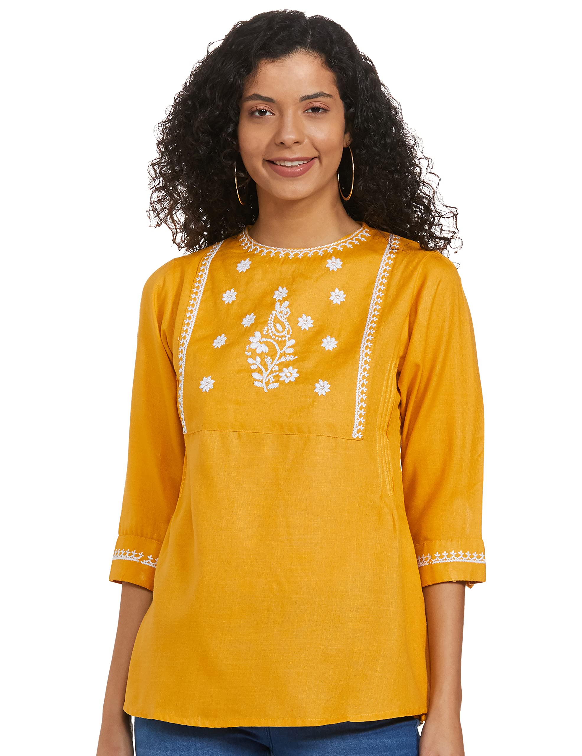 BHAMA COUTUREWomen's Western Fashion Vest (TOP168_Yellow_S