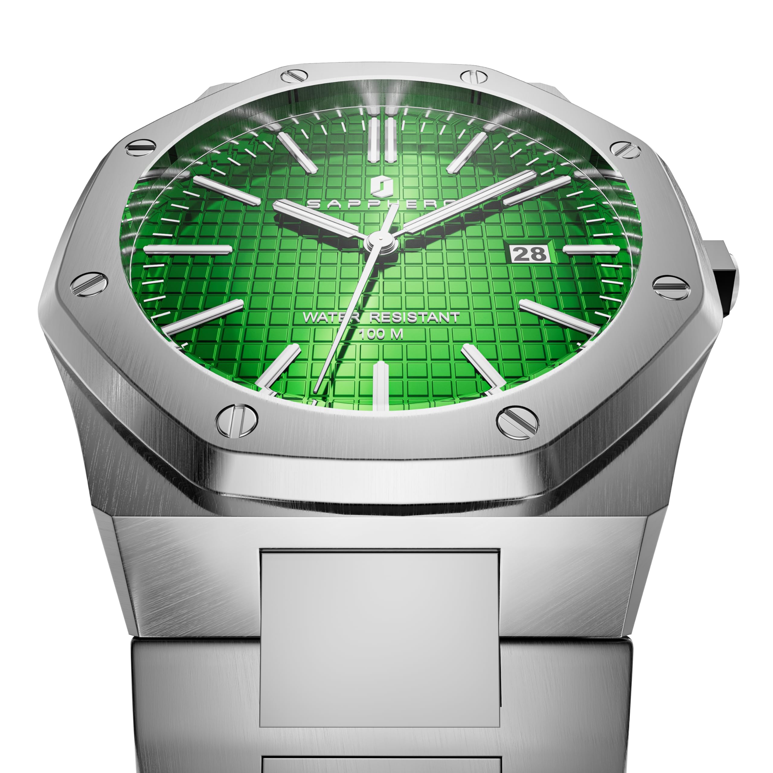 SAPPHERO Orologio Uomo Impermeabile 30M Al Quarzo Argento Cinturino Acciaio Inox Data Calendario Nero Blu Uomini Orologi Regali da Polso per gli Uomini