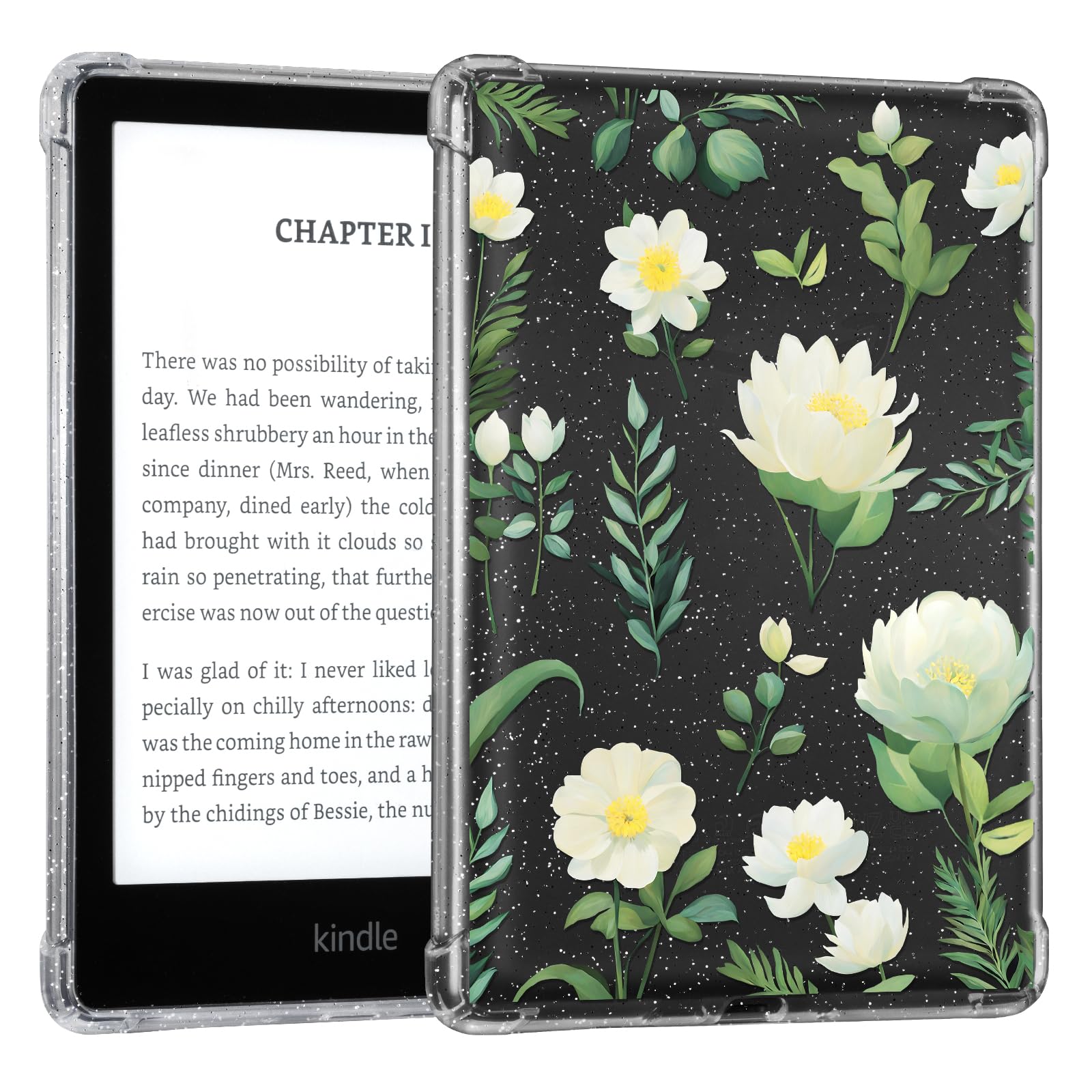 CoBak Case for 6" Tablet Cases (2024 & 2022, 11th Gen) - Ultra-Slim Soft TPU Transparent Cover?Lightweight & Durable Protector,Green Flowers
