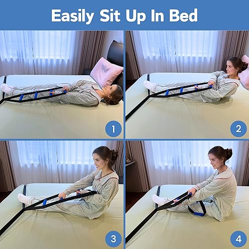 Miniatura 6 de Asistencia de escalera de cama para personas mayores, ayudante para sentarse de 160 pulgadas con 4 asas antideslizantes, dispositivo de asistencia