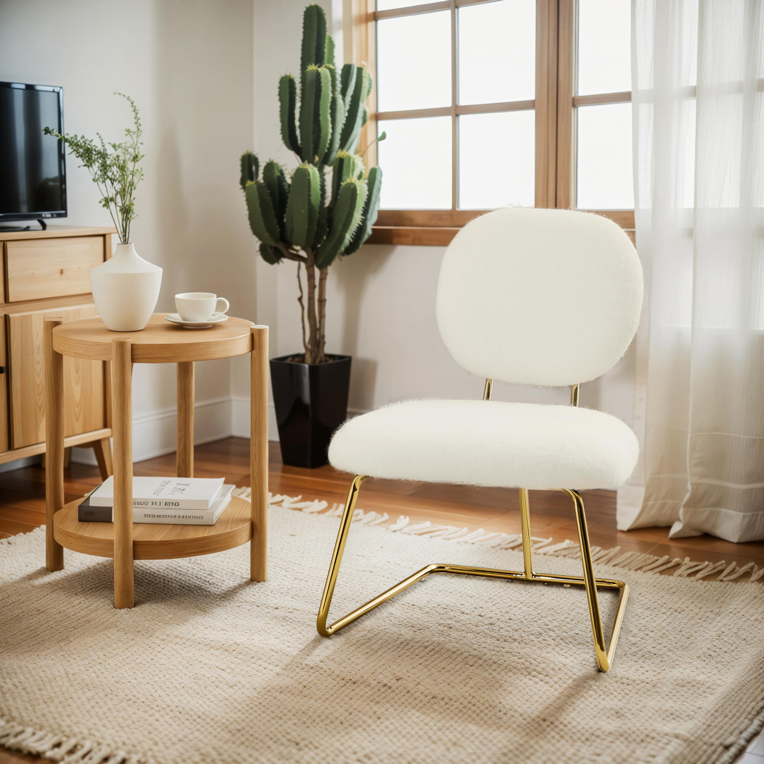 Zouron - Silla de Comedor con Patas Doradas, Silla de Oficina giratoria, Sillón de Terciopelo,sillón de salón con apoyabrazos y Asiento Acolchado Grueso, sillas de Cocina, Naranja