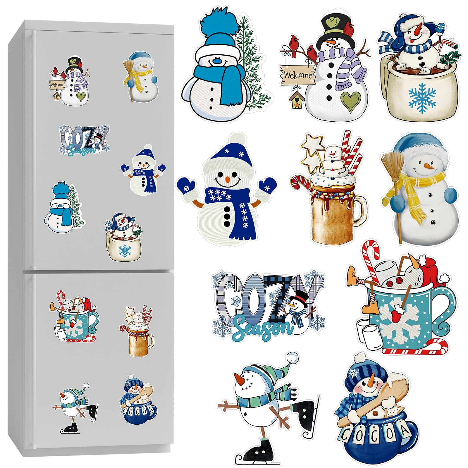 Snapklik.com : 10 Pcs Christmas Snowman Refrigerator Magnets Cartoon ...