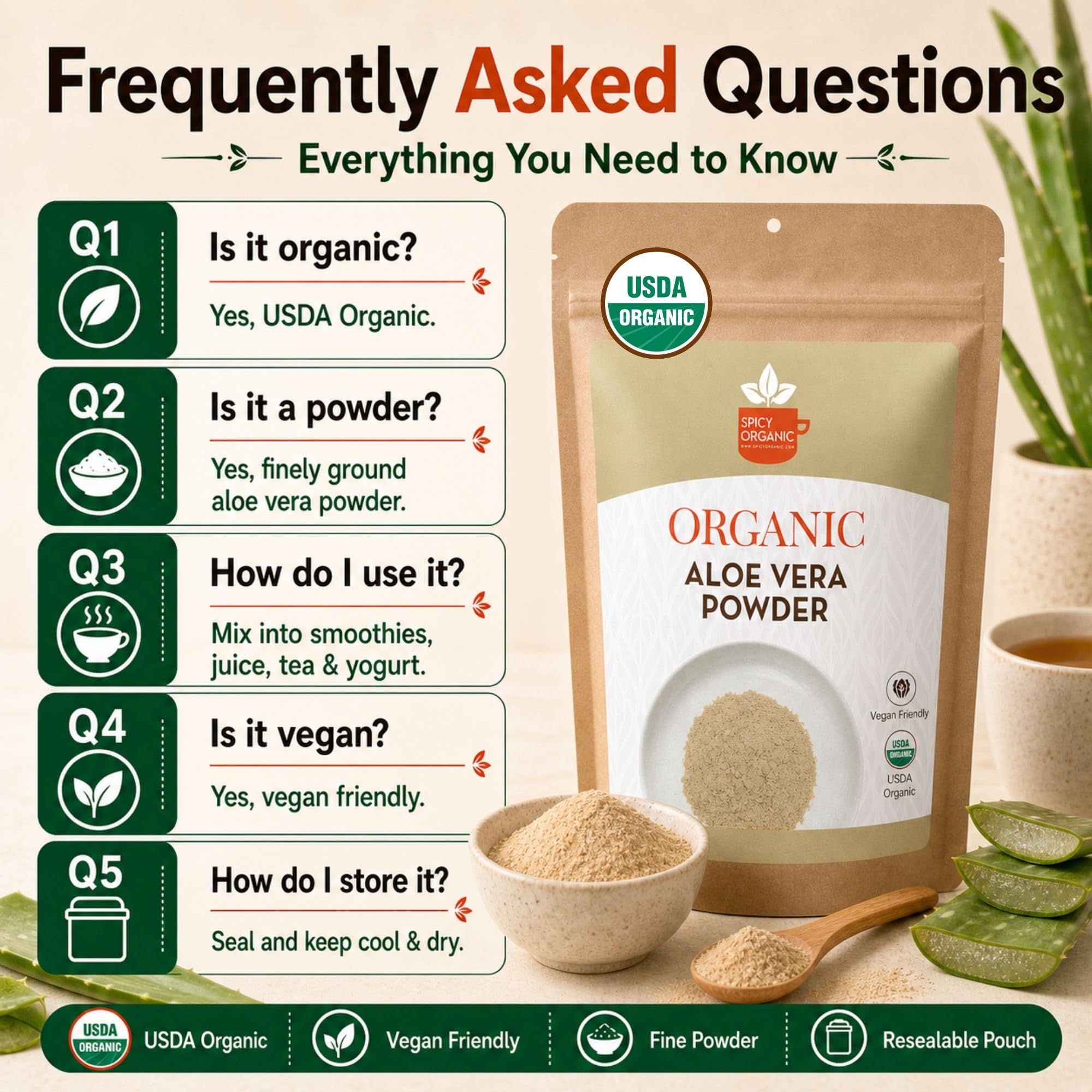 Organic Aloe Vera Powder for Skin & Hair – 4 oz. - Aloe Barbadensis - Nourishing Face Mask for Natural Beauty, USDA Certified Organic & Non-GMO — Amazon image 7