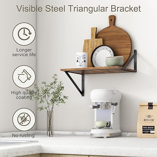 Miniatura 5 de Estantes flotantes profundos para pared, estantes flotantes de 12 pulgadas de profundidad, juego de 2, estantes de pared de 16 pulgadas de ancho x