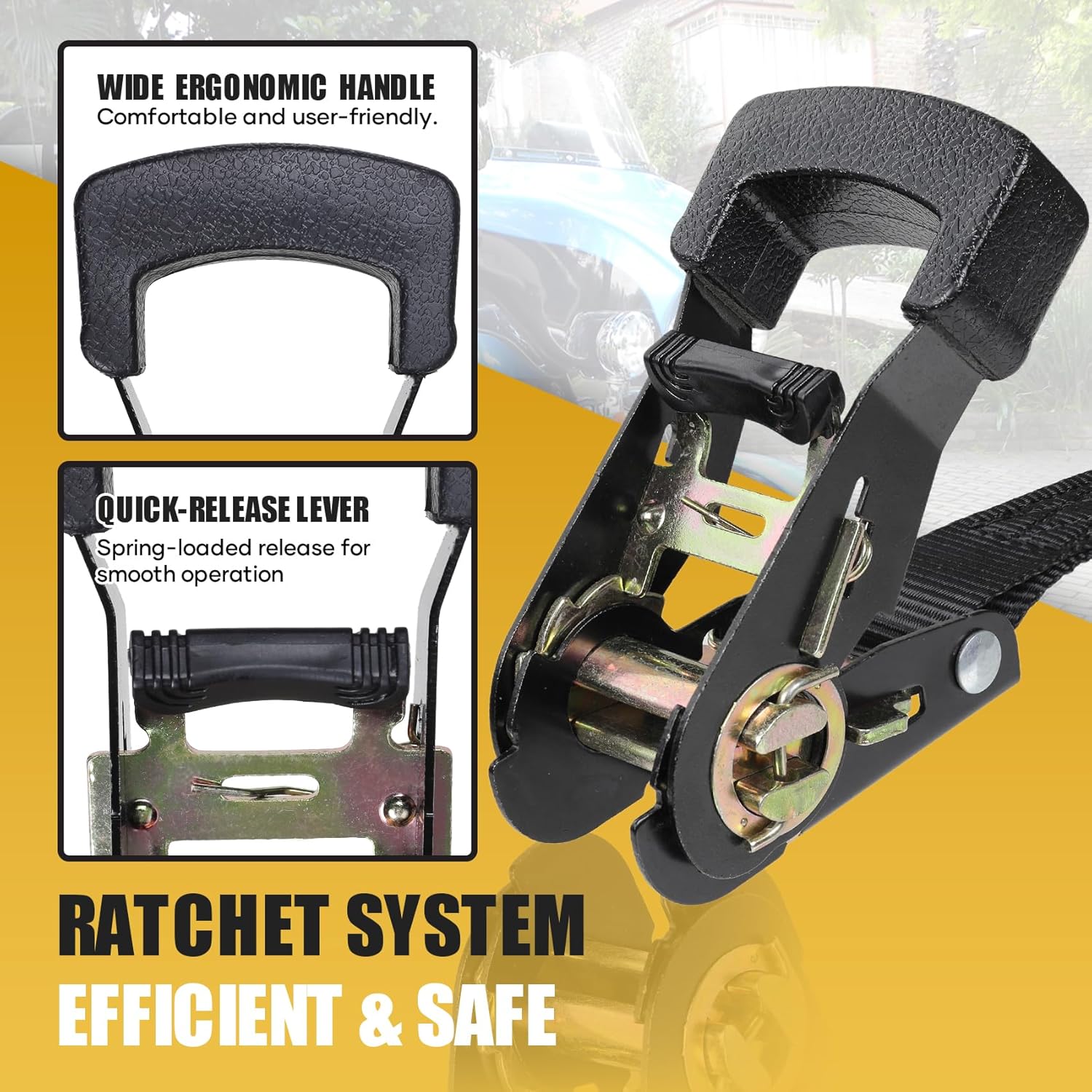 Ayaport Endless Ratchet Straps (No Hooks) 1" x 20' Heavy Duty Small Ratchet Tie Down Straps 1860lbs Break Strength Black Tie Downs for Cargo, Truck Bed, Motorcycle, 4Pcs
