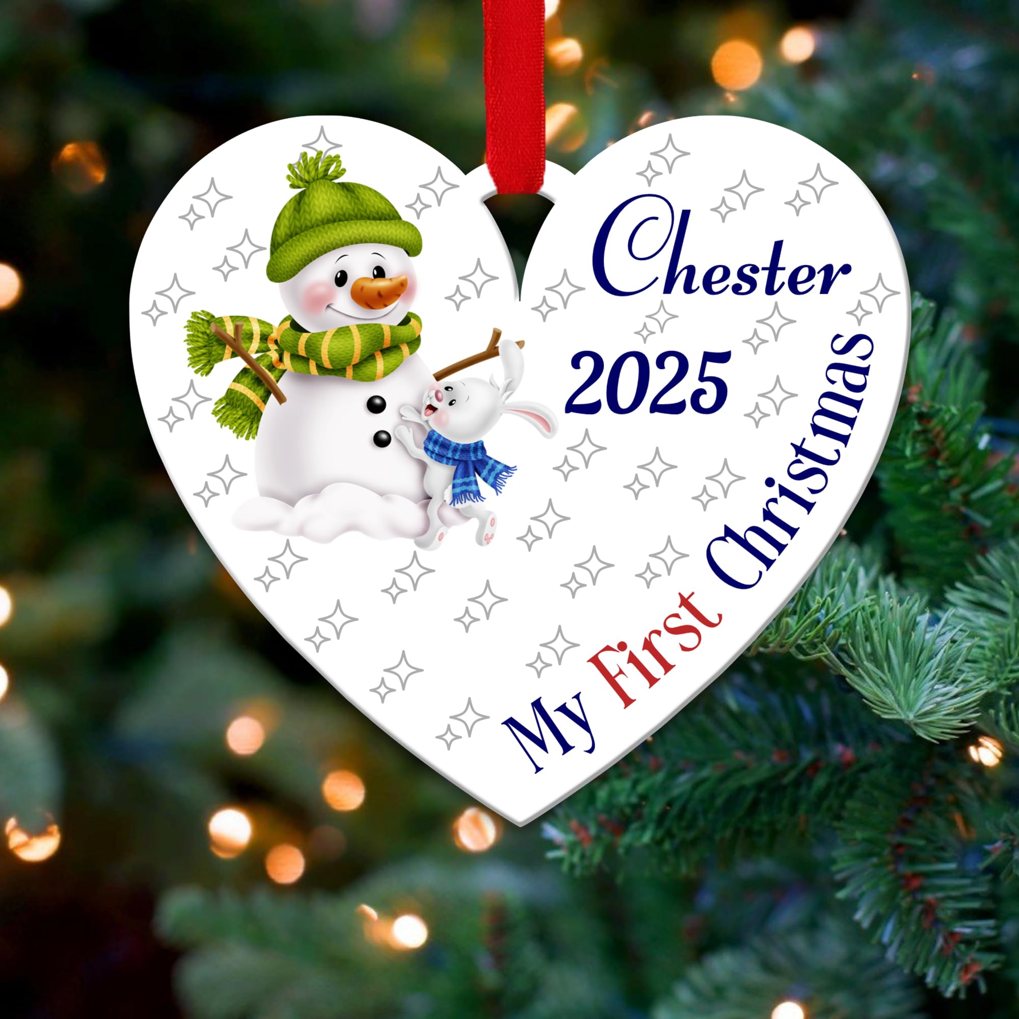 Personalised Christmas Tree Decorations Baubles for Kid's First with Custom Name | Acrylic Xmas Tree Decoration Hanging Ornaments | Personalised Bauble Gifts for Xmas Decorations