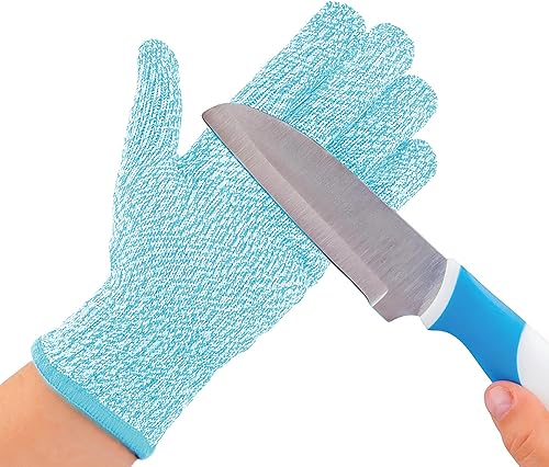 Guantes a prueba de cortes para niños para cocinar, resistentes a cortes, para niños de 4 a 12 años, aguamarina, azul, rosa, herramientas seguras