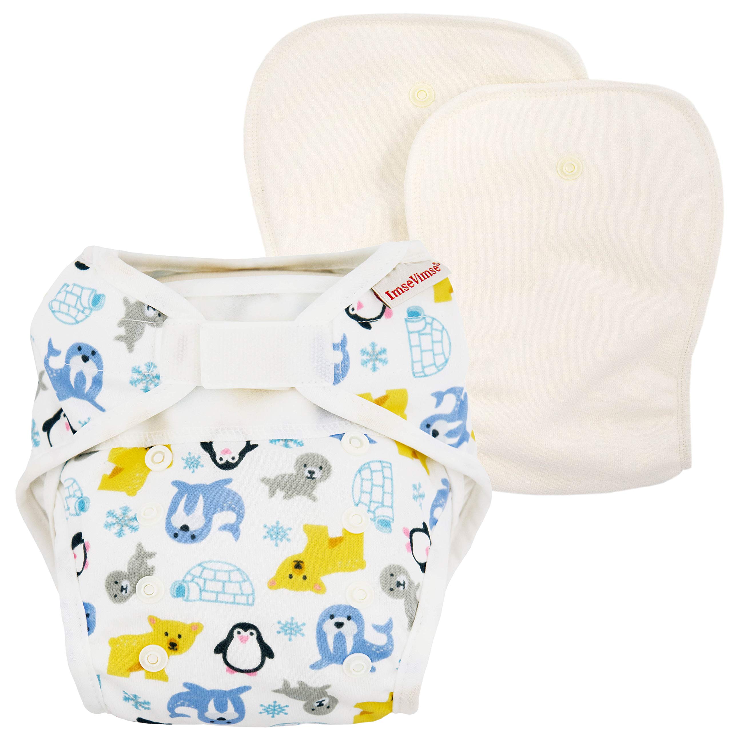 ImseVimse Imse Vimse Couche réutilisable avec inserts moulants en coton bio Motif Snowland Taille unique