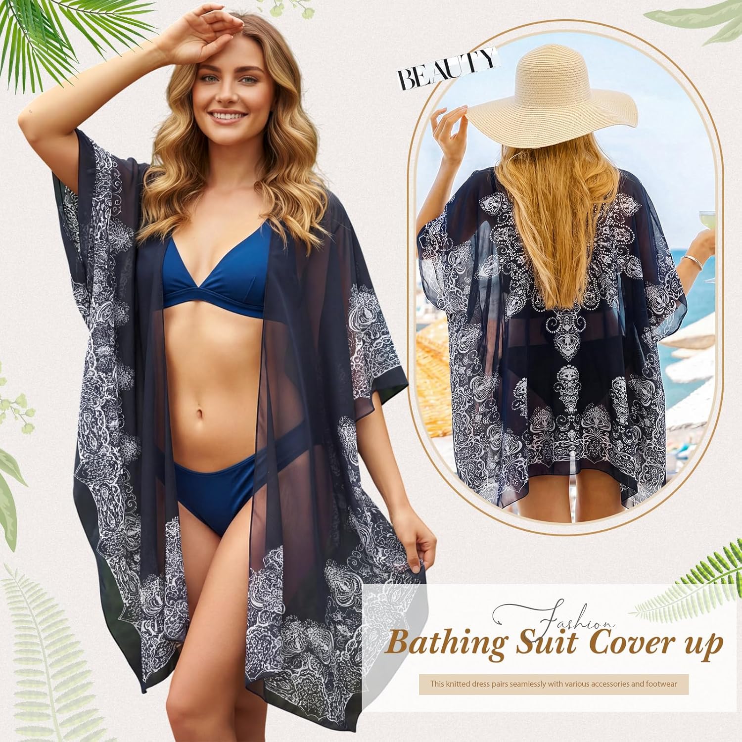 Boho Kimonos for Women Loose Beach Cover up Summer Swimsuit Coverup Cardigan for Holiday Vacation - Image 5