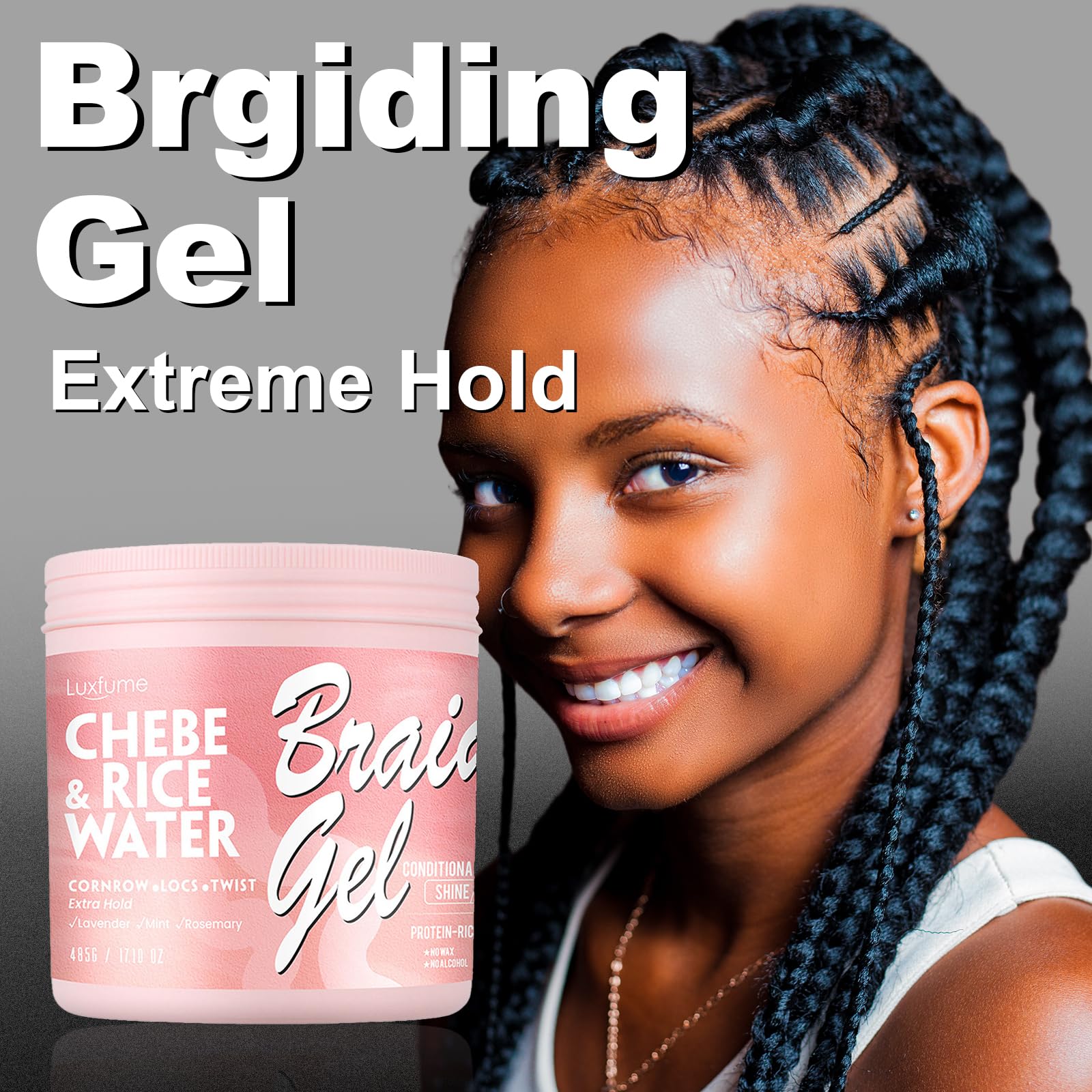 Joyeee Braiding Gel, 485ml Edge Control Braid Styling Curl Gel for Afro Hair Curly Hair No White Residue - Image 2