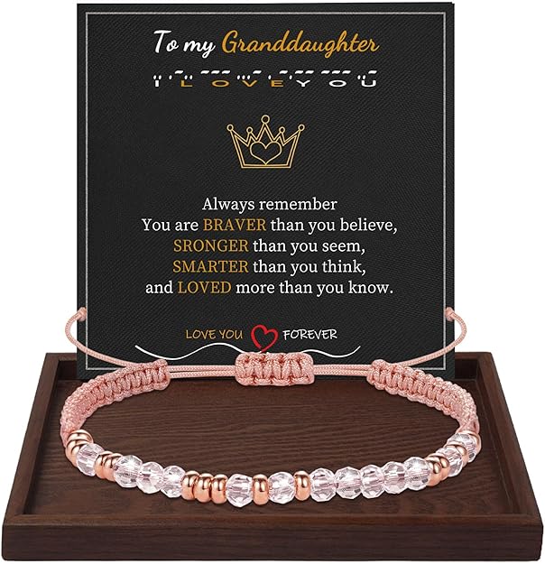 Btysun Morse Code Bracelets for Women Christmas Gift Stocking Stuffers for Teens Pink Braided Bracelets Inspirational Best Friend Birthday Gifts for Her High School Graduation Gifts for Her 2025 Mom Bracelet Jewelry