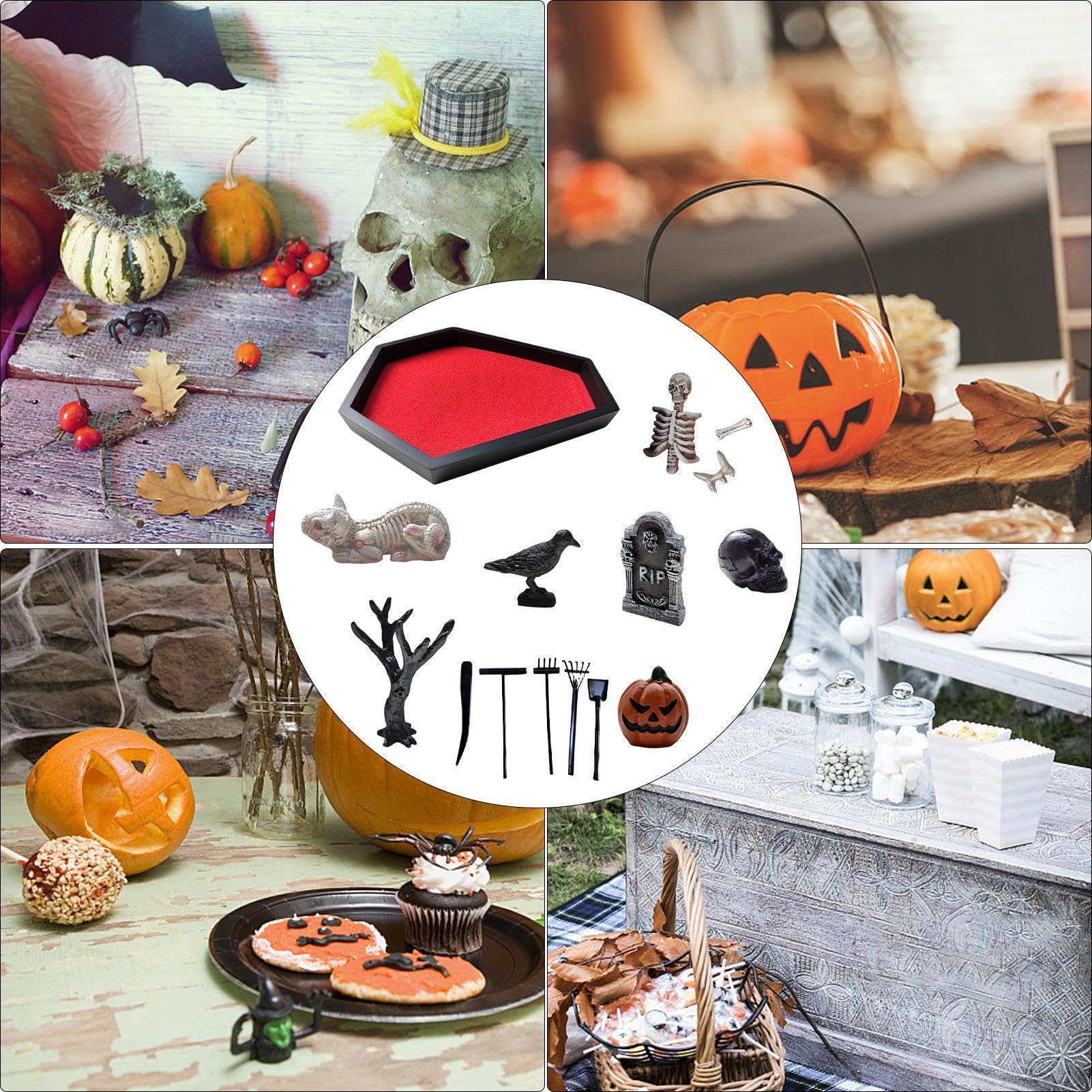 Genérico Jardín Zen Ataúd Con Fantasía Halloween Calavera Lápida