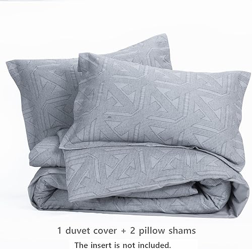 Miniatura 10 de meadow park Matelasse - Juego de funda de edredón, 100% algodón, prelavado, suave y acogedor, tejido jacquard texturizado, juego de cama moderno con