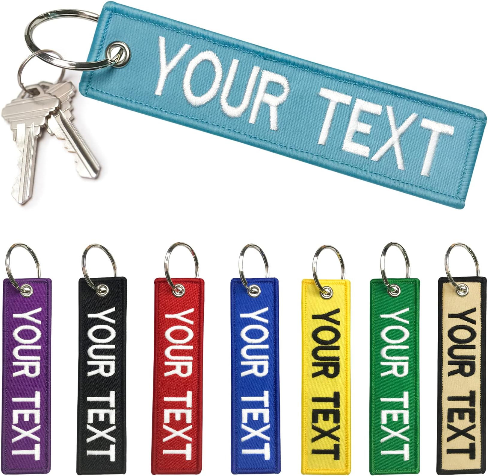 - Personalized Keychain, Embroidery Keychain Double Side Custom Key Tag Customized Key Chain Key Ring Accessories for Backpack, Cars, Motorcycles, Scooters