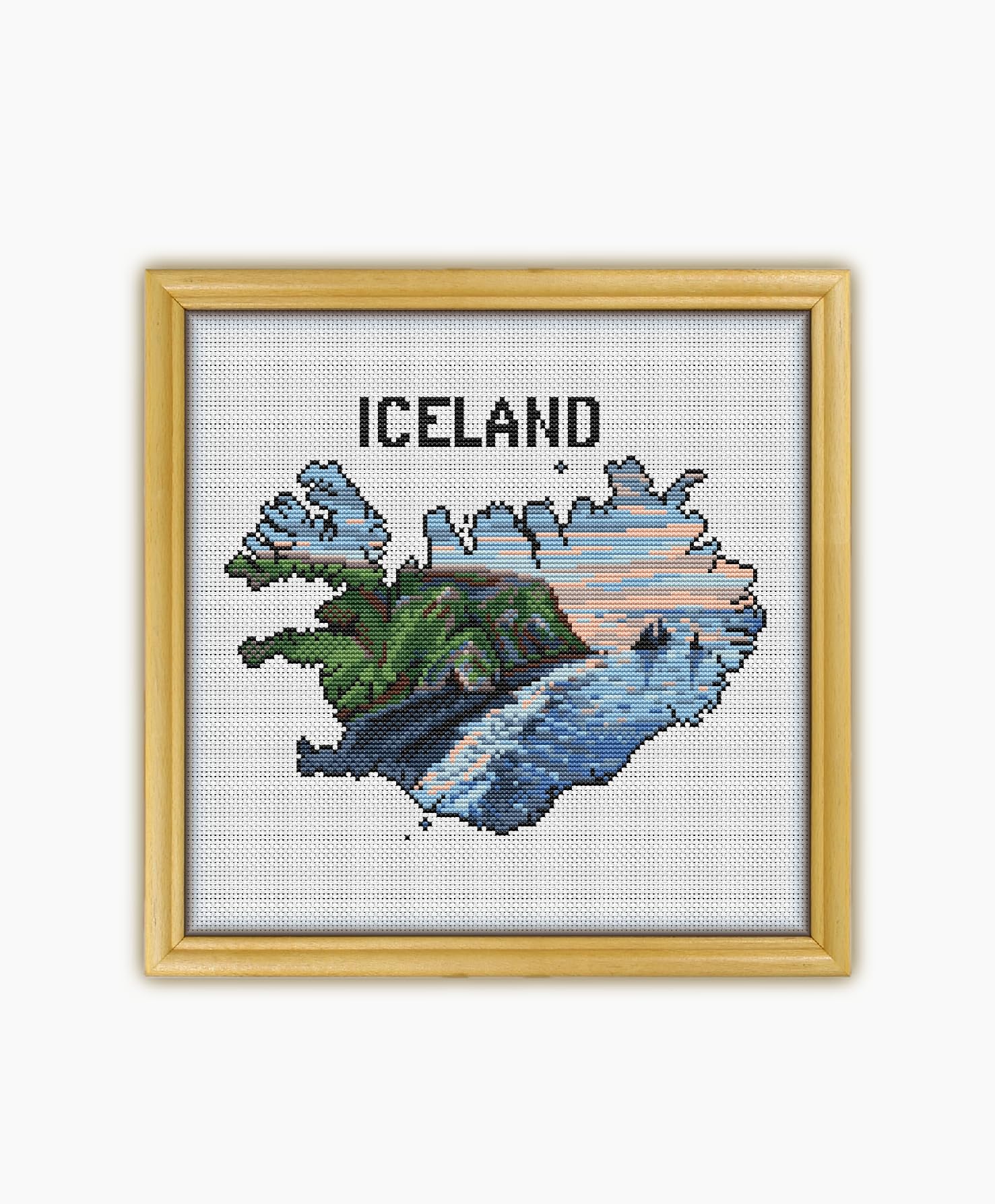 Iceland Black Sand Beach Vik Reynisfjara Map CS2619 - Counted Cross Stitch Pattern. Only Printed Pattern Inside. No Fabric, Threads, Needles, Hoops.