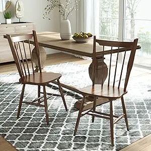 Wooden Dining Chairs Set of 2, Windsor Dining Chairs with Spindle High Back & Solid Wood Legs, Farmhouse Vintage Kitchen Chair for Dining Room/Restaurant, Armless(Walnut)