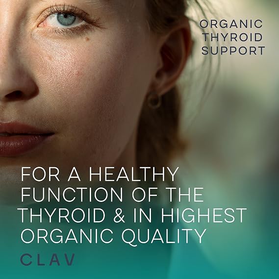Organic Thyroid Support Supplement with Organic Sea Kelp Iodine and Selenium from Mustard Seed Extract - 120 Capsules - Natural Iodine Supplement for Men & Women - Vegan and Gluten Free