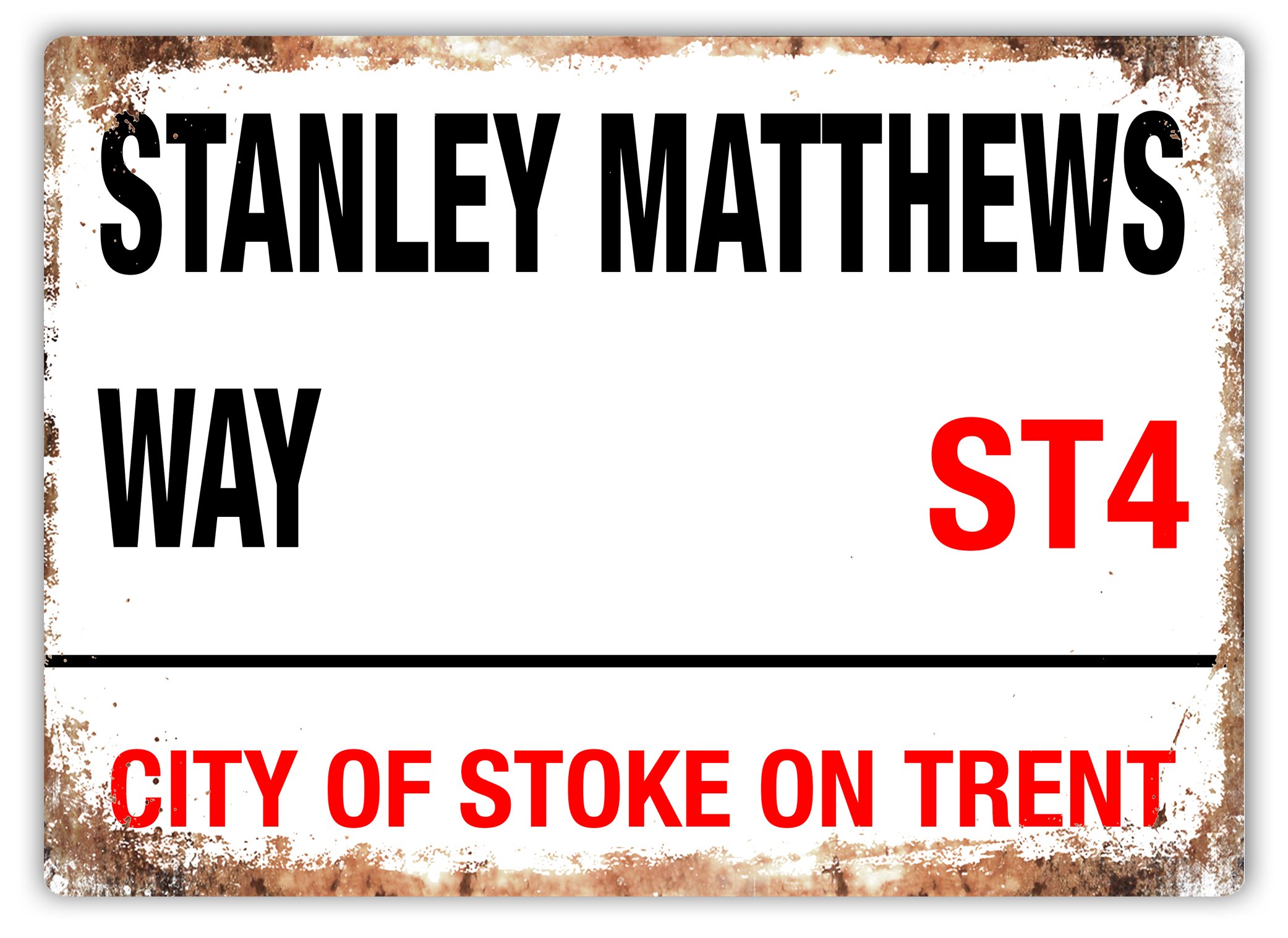 WTF | Stanley Matthews Way | Sticky Pads - Metal Wall Sign Plaque Art Inspirational