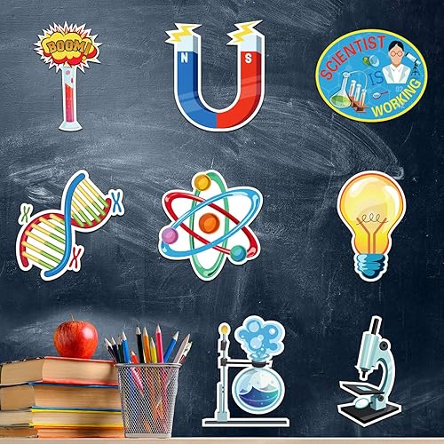 Miniatura 4 de 48 piezas de recortes de laboratorio de ciencias para decoración de tablón de anuncios para aula, recortes temáticos de ciencia, decoración de