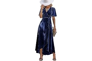 Women's Luxurious Velvet V-Neck Maxi Dress