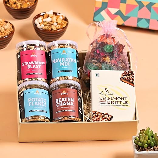 Omay Foods Wonderful Delights Diwali Gift Box I Diwali Gifts I Dry-Fruits, Healthy Snacks, Chocolate I Corporate Gift Hamper I Diwali Dry Fruit Gift Pack I Diwali Gift Hamper I Premium Diwali Gift Box I Festive Hamper