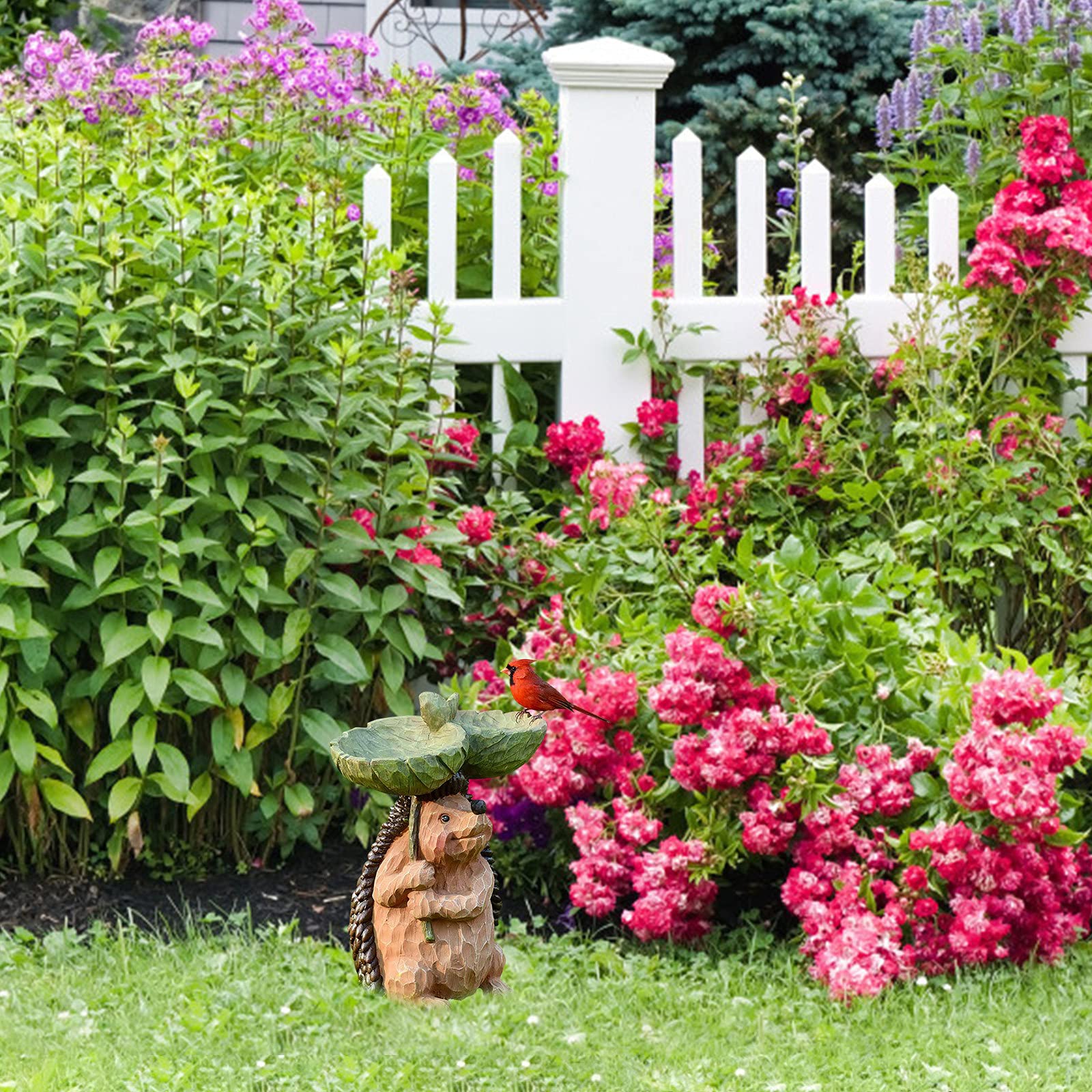 JINTAO Birdbath figurka zwierzęcia, poidło dla ptaków, do ogrodu, dekoracyjne poidło z żywicy poliestrowej, dozownik karmy dla ptaków, do ogrodu (C)