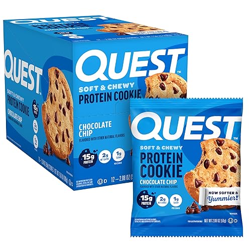 Vista 16 de Galleta de proteínas Quest Nutrition, aptas para la dieta Keto, rica en proteínas, baja en carbohidratos, sin soja.