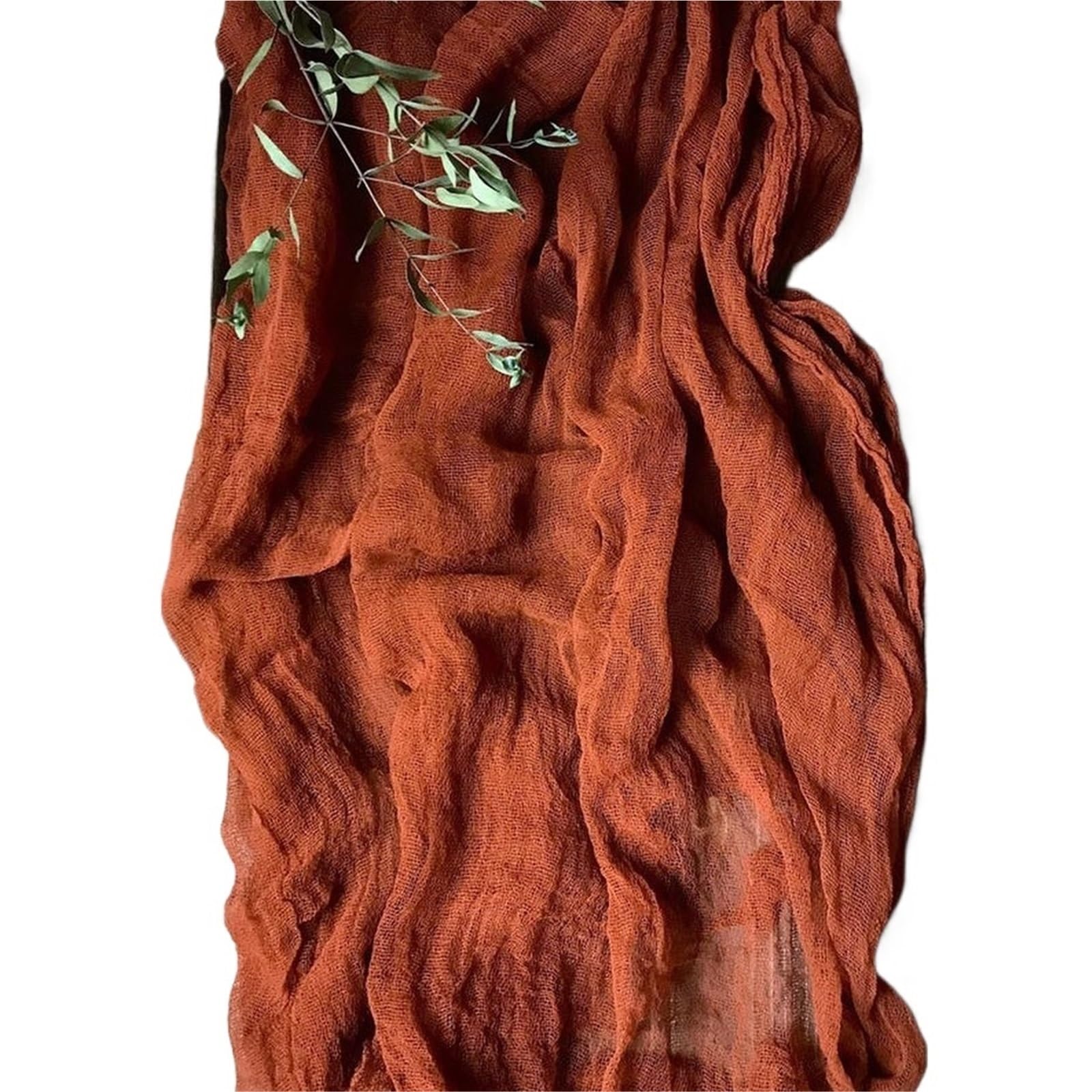 Cheesecloth Table Runner Wedding Gauze Table Runner Semi-Sheer Vintage Cheesecloth Setting Dining Party Christmas Banquets Arches Cake Decor(Rust,6PC 50x50cm napkins)