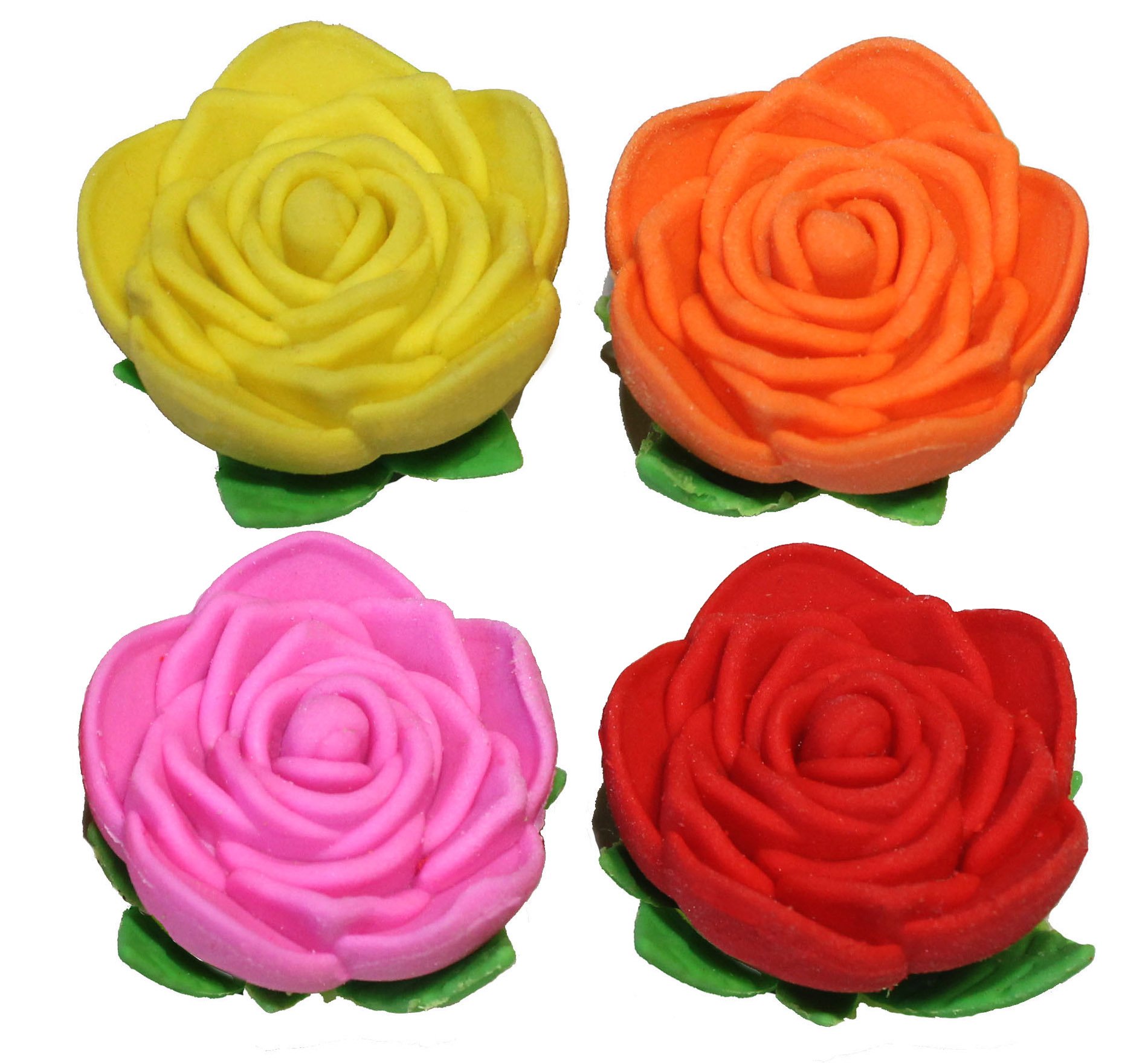 Lucore Rose Pencil Top Erasers - 16 pcs Colorful Flower Shaped Kids Pen Cap Toppers