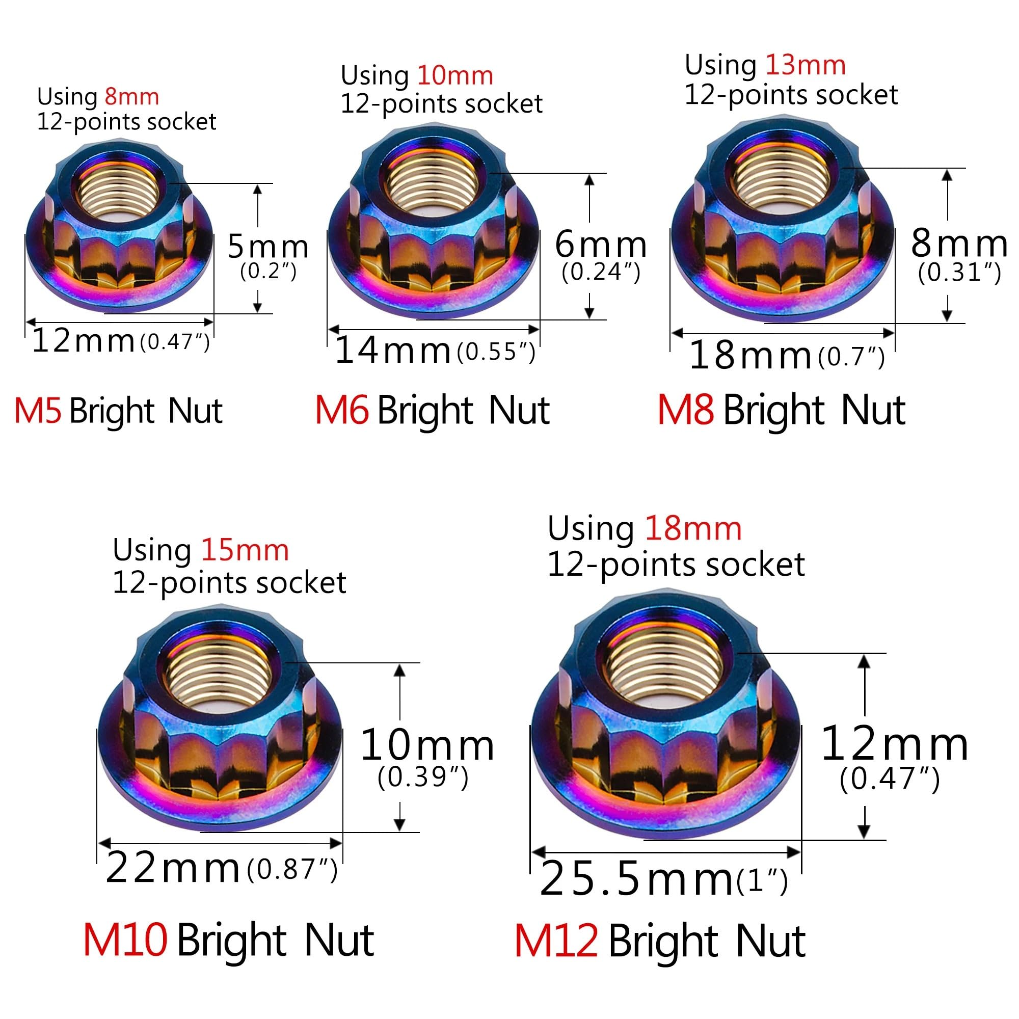 Dadi In Titanio Grado 5 M6 M8 M10 M12 - Con Flangia E Blocco Metallo