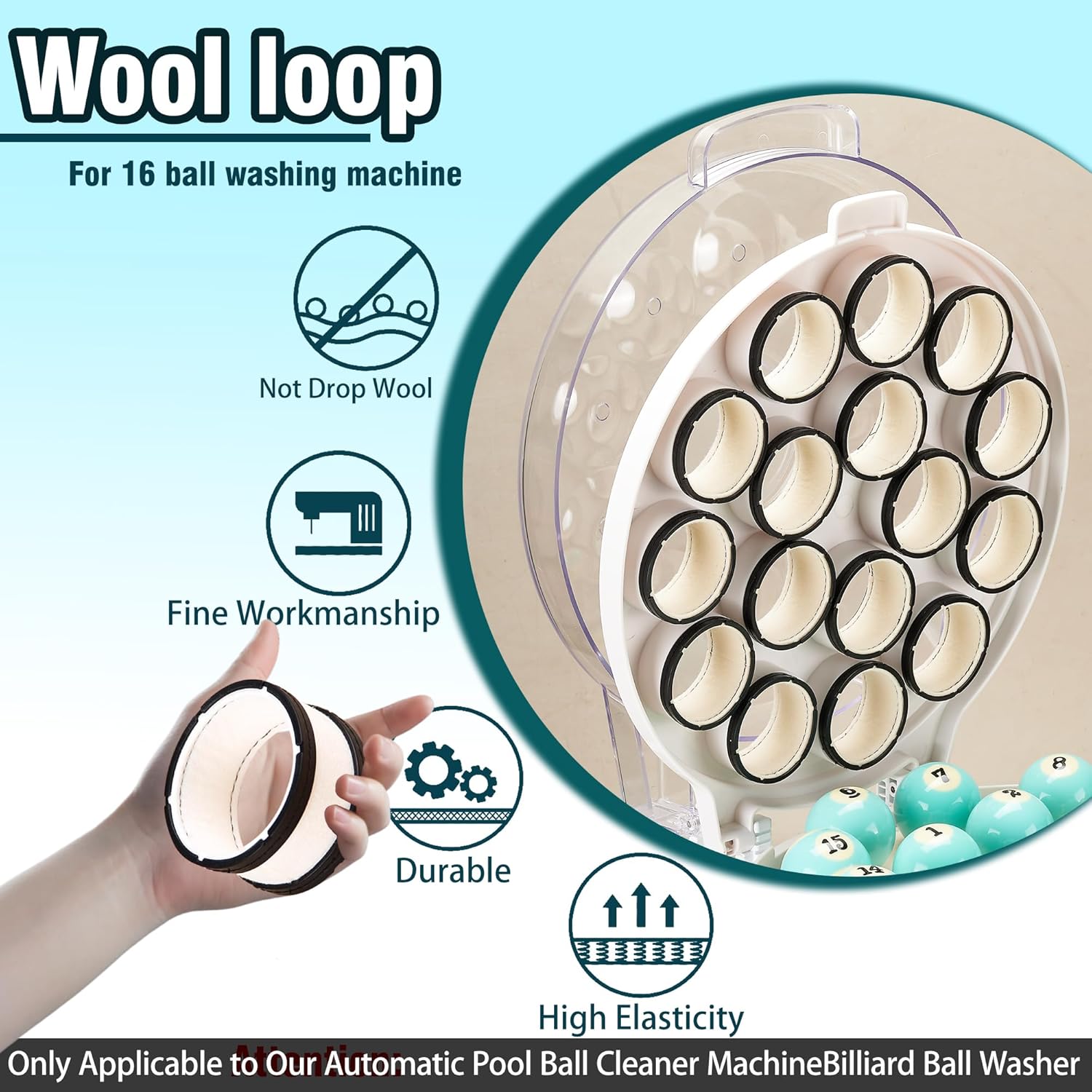 Pool Ball Cleaning Machine Accessories 16 Ball Wool Ioop