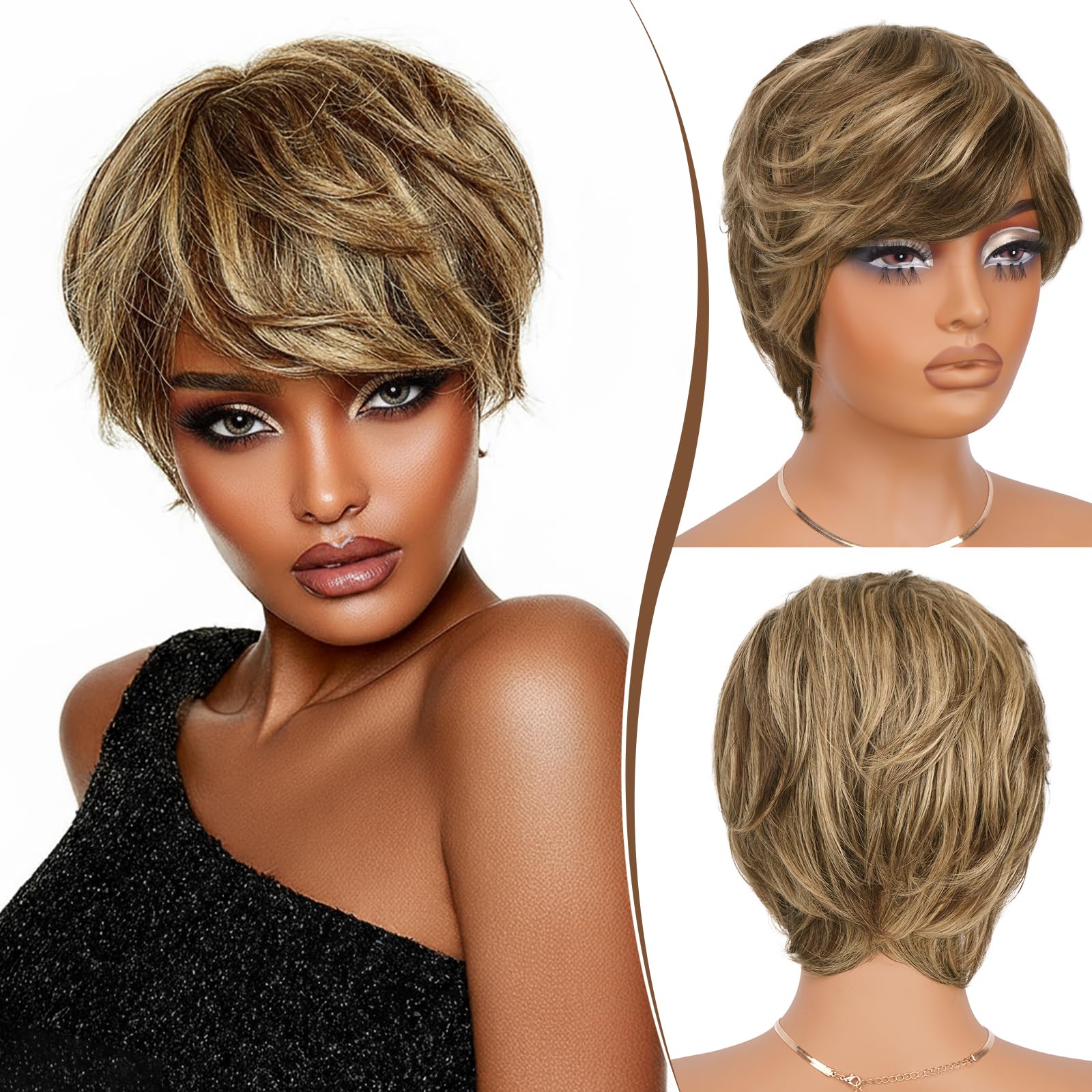 Amazon.com : RUWISS Pixie Cut Wig Human Hair – Short Wigs  display picture 2