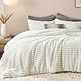 Smoofy Fluffy Queen Size Comforter Set, Faux Fur Comforter Set White, Luxury Fuzzy King Bedding Set, Soft Shaggy Bed Set for All Season, 3 Pieces - 1 Comforter & 2 Pillowcases