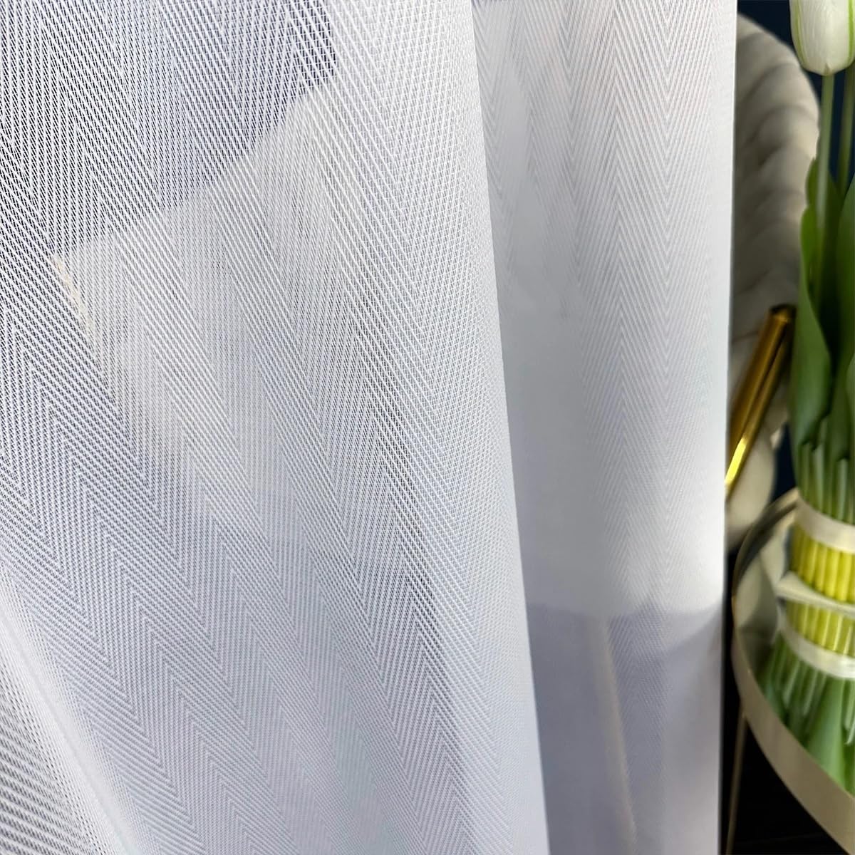 Tenda Bianca Jacquard 400x280 cm (LxA) Nissi Corta e Lunga con Nastro Arricciatenda per Soggiorno Cucina Camera da Letto