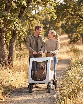 IDEALHOUSE Dog Stroller for Large & Medium Dogs, 176 Lbs Capacity Extra Large Pet Stroller, Dog Wagon for 2 Dogs, Foldable Design Luxury Dog Stroller with All-Terrain Wheel, Air Mesh, Foot Brake