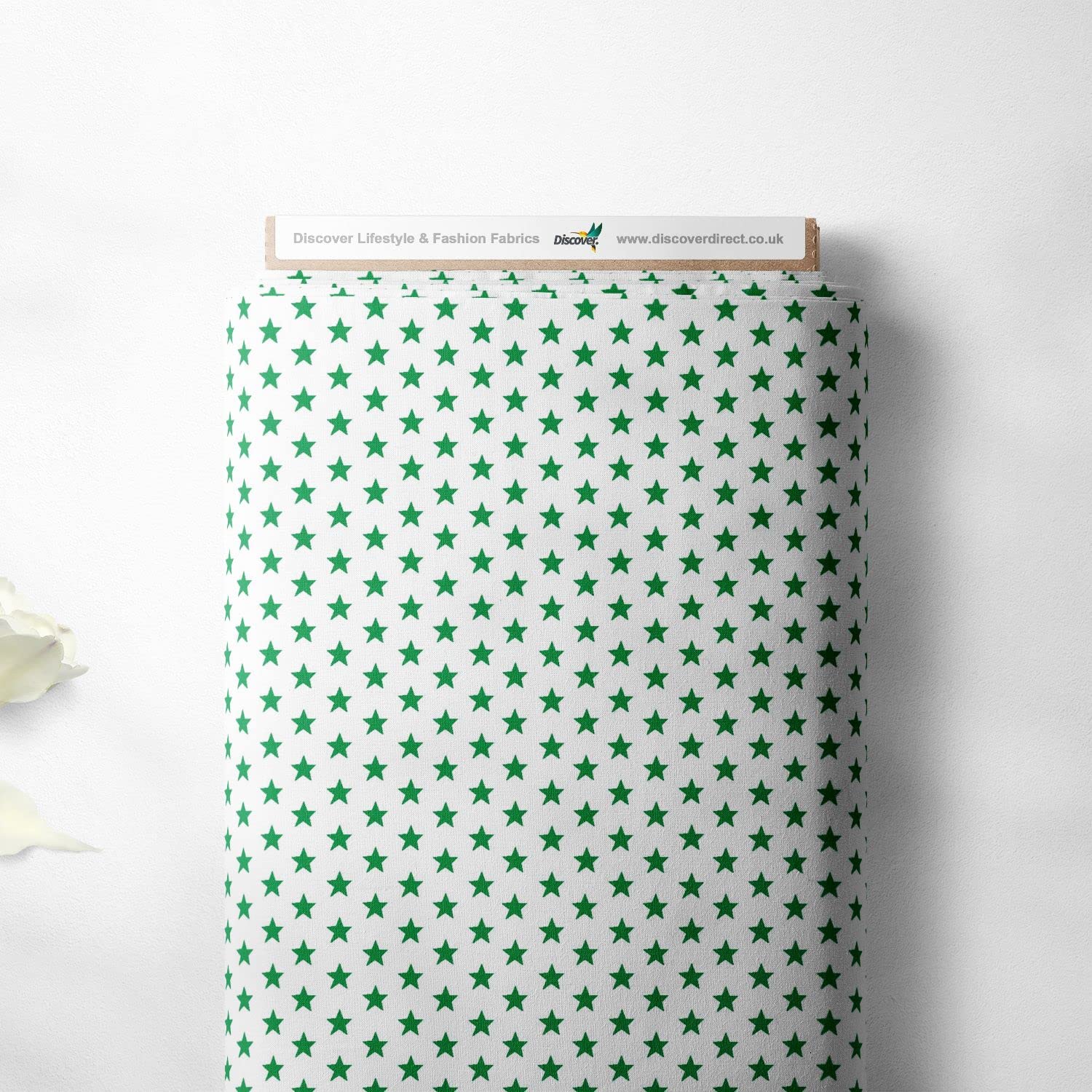 Discover Lifestyle & Fashion Fabrics Emerald Green 100% Cotton Mini Star Twinkle Design Children Kids Craft Quality Fabric Material | 55" - 140 Cm Wide (Per Metre, )